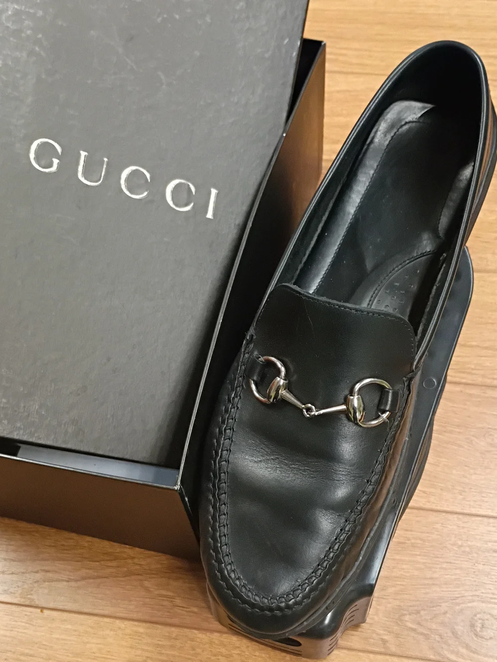 Vintage Gucci Horsebit Loafers Black Leather Bit Moccasins Men's Size 11.5 D